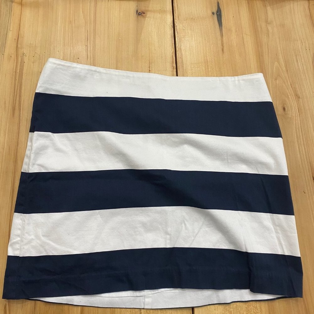 Vineyrad Vines Mini Skirt Zipped White & Navy Stripped Lined chic Size 14